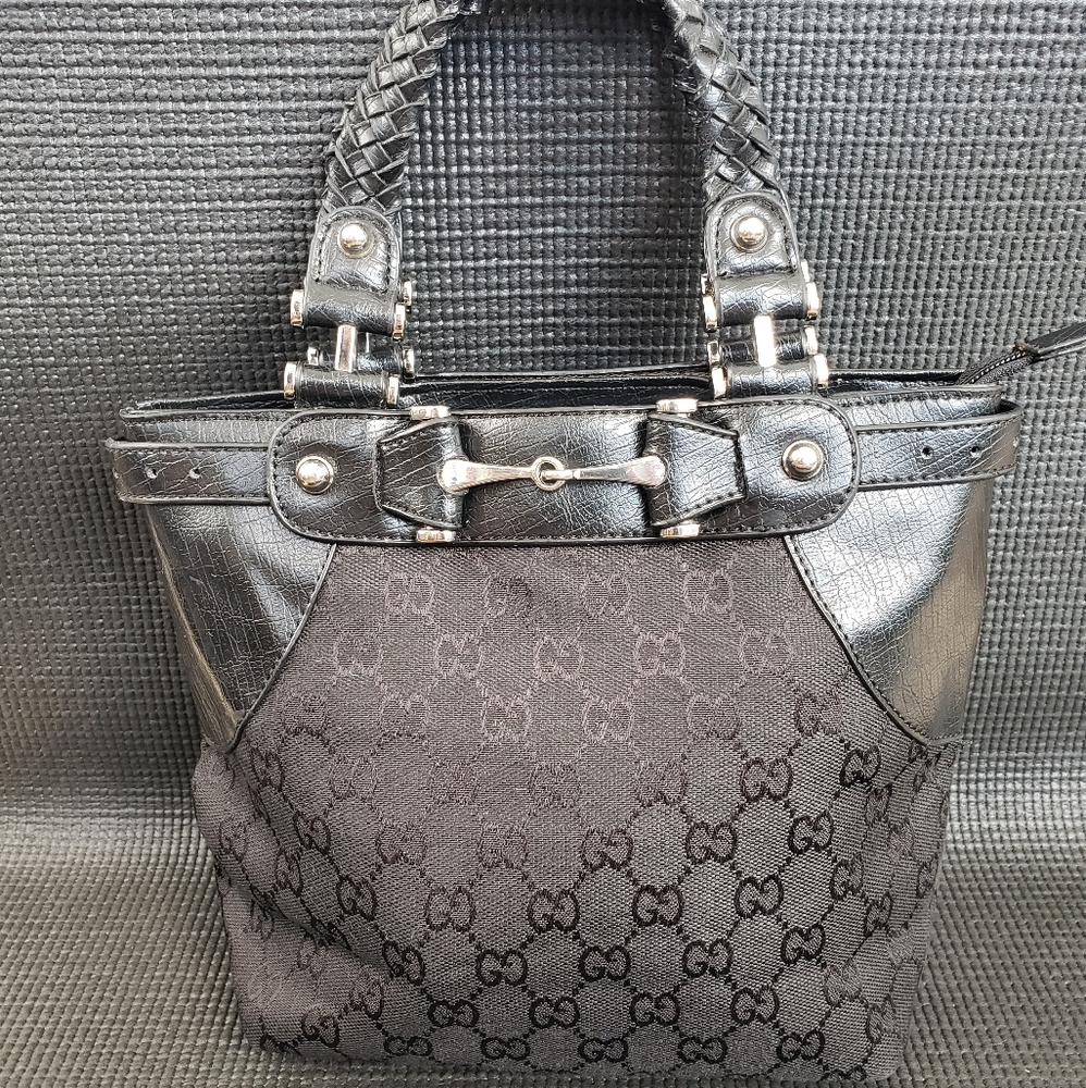 GUCCI tote mini canvas and leather bag